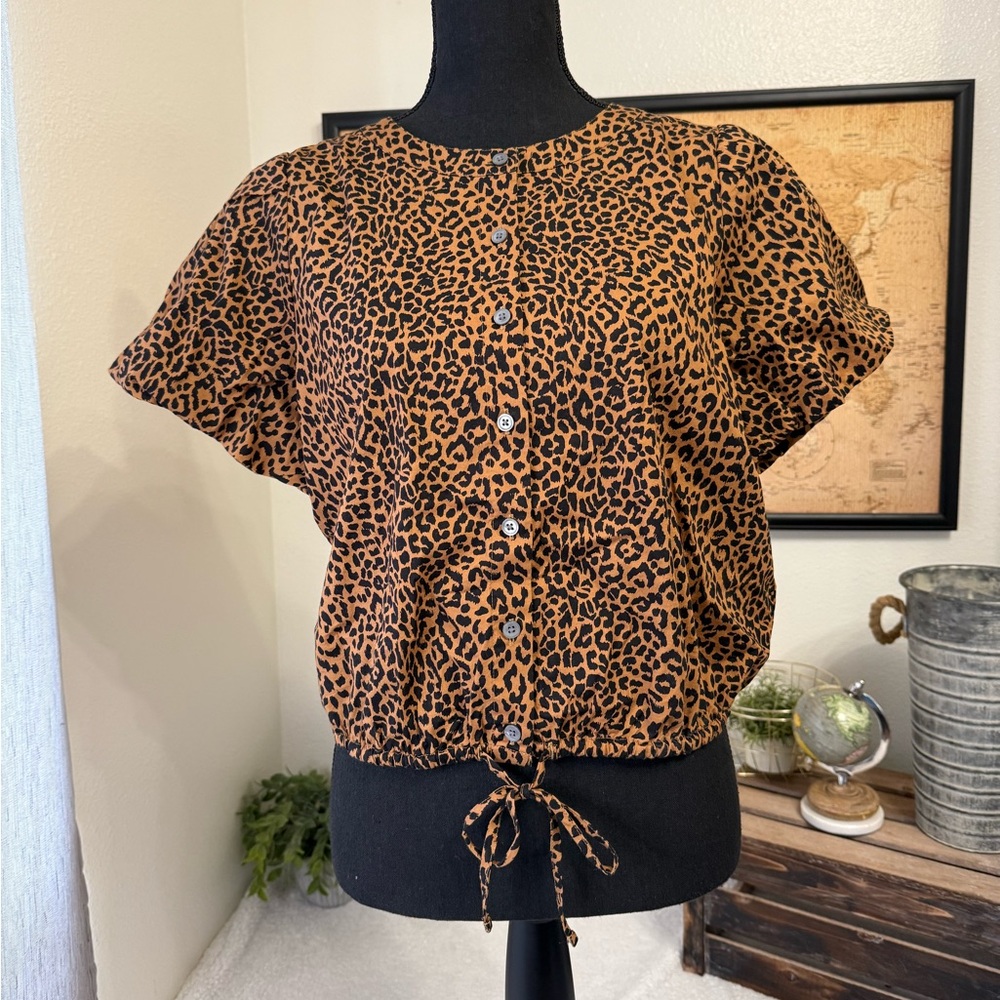J. Crew puff sleeve tie-waist top